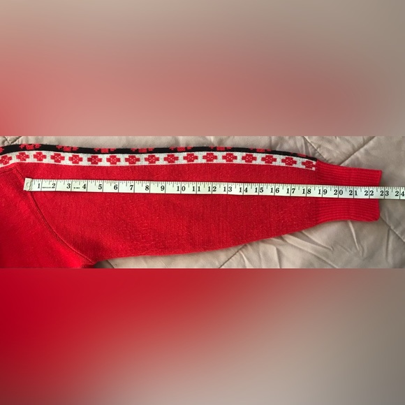 Vintage Pilgrim Sportswear by Sears, Roebuck & Co. Red Fair Isle Sleeve Sweater - Picture 7 of 8